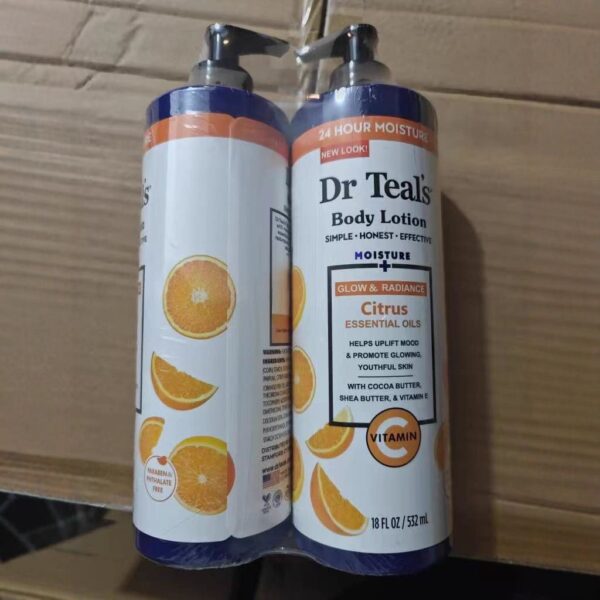 Dr Teal’s Citrus Essential Oils Body Lotion – Glow & Radiance with Cocoa Butter, Shea Butter & Vitamin E (532ml x 2)
