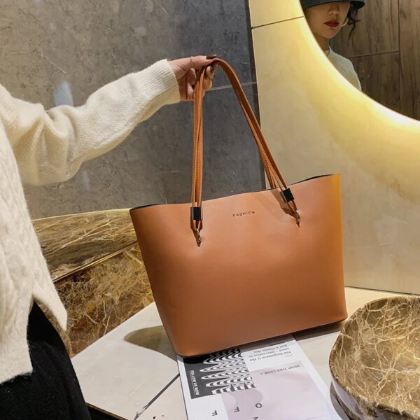 2020 New Fashion Large-Capacity Waterproof PU Tote Bag Western Style Shoulder for Women College Students Classroom Use 2020 New Fashion Large-Capacity Waterproof PU Tote Bag Western Style Shoulder for Women College Students Classroom Use