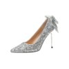 2023 Factory Wholesale Silver High Heels New Summer Sequin Crystal Princess Pumps Trendy Bridal Wedding Shoes 2023 Factory Wholesale Silver High Heels New Summer Sequin Crystal Princess Pumps Trendy Bridal Wedding Shoes