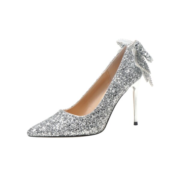 2023 Factory Wholesale Silver High Heels New Summer Sequin Crystal Princess Pumps Trendy Bridal Wedding Shoes 2023 Factory Wholesale Silver High Heels New Summer Sequin Crystal Princess Pumps Trendy Bridal Wedding Shoes