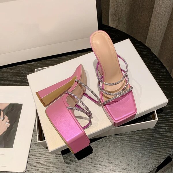2023 Women's Summer Sexy Sandals 15cm High Heels 5cm Platform New Design Rhinestone Slippers Slip-On Autumn Fashion Trends 2023 Women's Summer Sexy Sandals 15cm High Heels 5cm Platform New Design Rhinestone Slippers Slip-On Autumn Fashion Trends
