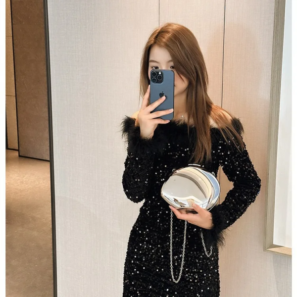 2025 Cross-Border Niche Design Metal Acrylic Makeup Bag Goose Egg Single Shoulder Crossbody Fashion Small Bag Polyester Lining 2025 Cross-Border Niche Design Metal Acrylic Makeup Bag Goose Egg Single Shoulder Crossbody Fashion Small Bag Polyester Lining