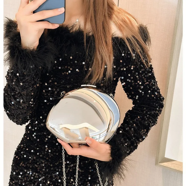 2025 Cross-Border Niche Design Metal Acrylic Makeup Bag Goose Egg Single Shoulder Crossbody Fashion Small Bag Polyester Lining 2025 Cross-Border Niche Design Metal Acrylic Makeup Bag Goose Egg Single Shoulder Crossbody Fashion Small Bag Polyester Lining