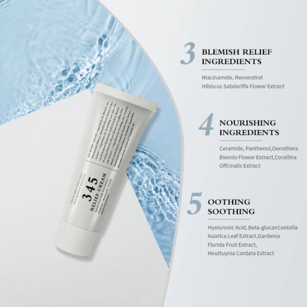 345 Relief Cream Daily Face Moisturizer Blemish Relief Care Soothing Recovery & Moisture Korean Vegan Skin Care 345 Relief Cream Daily Face Moisturizer Blemish Relief Care Soothing Recovery & Moisture Korean Vegan Skin Care