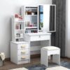 IMG_4844 80cm Makeup Table With Sliding Mirror & Storage + Free Stool
