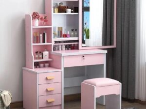 IMG_4845 80cm Makeup Table With Sliding Mirror & Storage + Free Stool