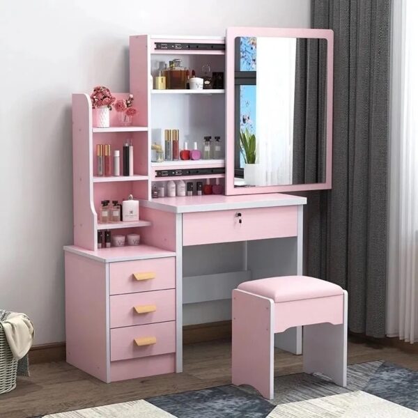 IMG_4845 80cm Makeup Table With Sliding Mirror & Storage + Free Stool