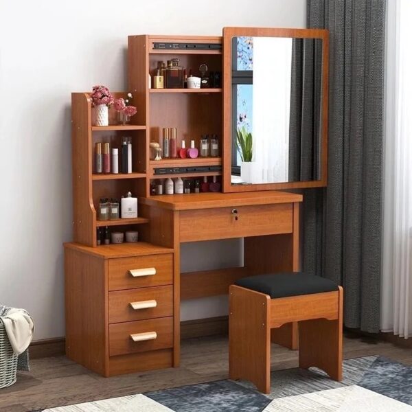 IMG_4846 80cm Makeup Table With Sliding Mirror & Storage + Free Stool