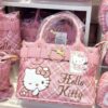 IMG_4940 Hello Kitty Pink Plaid Embroidered Handbag