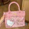 IMG_4941 Hello Kitty Pink Plaid Embroidered Handbag