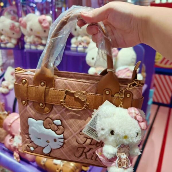 IMG_4942 Hello Kitty Pink Plaid Embroidered Handbag
