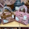 IMG_4943 Hello Kitty Pink Plaid Embroidered Handbag