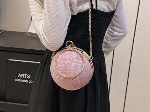 Circular Evening Clutch Bag Crystal Dinner Party Wedding Purses and Handbag