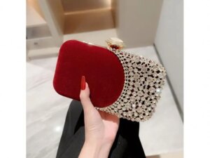 Evening Handbag Oval Bag Shiny Rhinestone Dress Bag