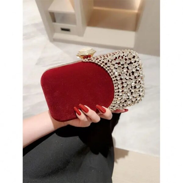 Evening Handbag Oval Bag Shiny Rhinestone Dress Bag Evening Handbag Oval Bag Shiny Rhinestone Dress Bag