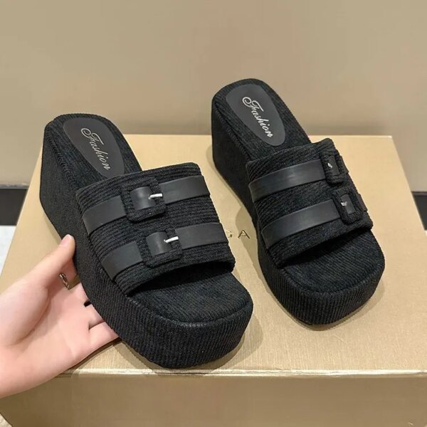 For BUSY GIRL JX4346 Women's Summer Beach Sandals Wide-Sided Buckle Chunky Platform Wedge Fashion Trend High-Heeled For BUSY GIRL JX4346 Women's Summer Beach Sandals Wide-Sided Buckle Chunky Platform Wedge Fashion Trend High-Heeled