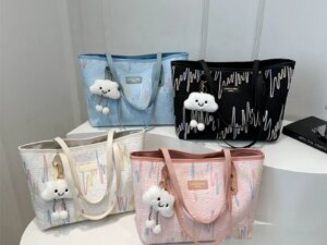 Large Capacity Women's Shoulder Bags Zipper Closure Ladies Totes Bags Handbags with Pendant Large Capacity Women's Shoulder Bags Zipper Closure Ladies Totes Bags Handbags with Pendant