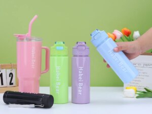 New Portable Cup Single Cute Children Motivational Mug Sports Big Capacity 3 in 1 Set Plastic Water Bottle Set