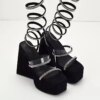 New Style Women's Sandals and High Heels - Ultra-high Triangle Heel Snake-shaped Wrapped Foot Black Sandals - Wholesale Products