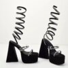New Style Women's Sandals and High Heels - Ultra-high Triangle Heel Snake-shaped Wrapped Foot Black Sandals - Wholesale Products