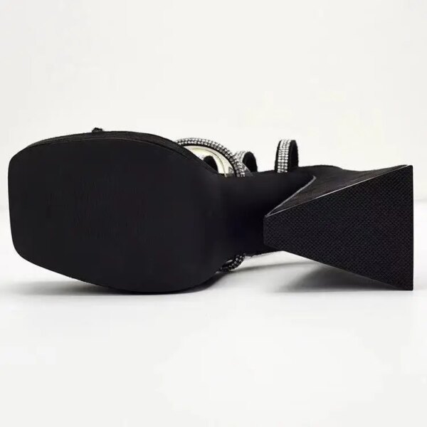 New Style Women's Sandals and High Heels - Ultra-high Triangle Heel Snake-shaped Wrapped Foot Black Sandals - Wholesale Products