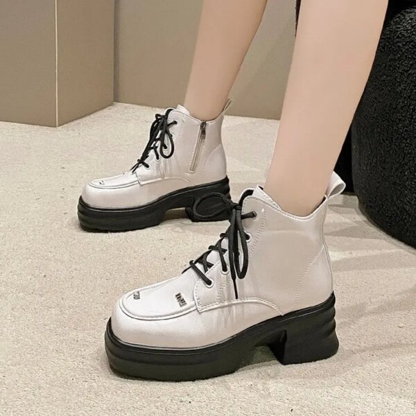 New Thick-soled Casual Shoes, Black Small Leather , British-style Women's Single New Thick-soled Casual Shoes, Black Small Leather , British-style Women's Single