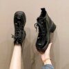 New Thick-soled Casual Shoes, Black Small Leather , British-style Women's Single New Thick-soled Casual Shoes, Black Small Leather , British-style Women's Single