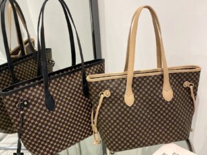 Simple Fashion Retro Letter Printing Shoulder Bag for Women Women's Business Travel Handbag Large Capacity Tote Bag