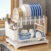 Simple-Style Double-Tier Metal Countertop Bowl Drying Rack Kitchen Storage Mug Utensil Cup Stand Drainage Feature Dish Bowl Simple-Style Double-Tier Metal Countertop Bowl Drying Rack Kitchen Storage Mug Utensil Cup Stand Drainage Feature Dish Bowl