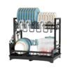 Simple-Style Double-Tier Metal Countertop Bowl Drying Rack Kitchen Storage Mug Utensil Cup Stand Drainage Feature Dish Bowl Simple-Style Double-Tier Metal Countertop Bowl Drying Rack Kitchen Storage Mug Utensil Cup Stand Drainage Feature Dish Bowl