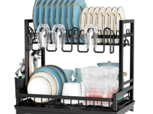 Simple-Style Double-Tier Metal Countertop Bowl Drying Rack Kitchen Storage Mug Utensil Cup Stand Drainage Feature Dish Bowl Simple-Style Double-Tier Metal Countertop Bowl Drying Rack Kitchen Storage Mug Utensil Cup Stand Drainage Feature Dish Bowl