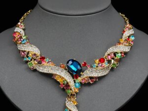 Single Piece Orders Indian Godly Big Luxury Gold Plated Zinc Alloy Bridal Jewelry Set with Earrings and Necklace for Women