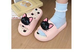 Summer Women Girls Ladies Indoor Outdoor Cute Cat Thick Sole Slides Slipper Sandals