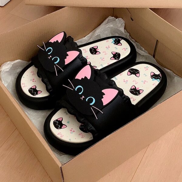 Summer Women Girls Ladies Indoor Outdoor Cute Cat Thick Sole Slides Slipper Sandals Summer Women Girls Ladies Indoor Outdoor Cute Cat Thick Sole Slides Slipper Sandals