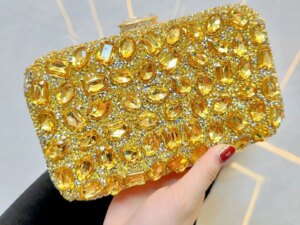 Wholesale Classic Style Square Sparkly Rhinestone Evening Bag Glitter Clutch Diamond Shoulder Purse for Wedding Parties