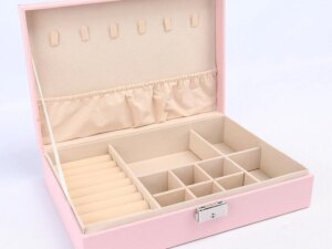 Wholesale Custom Logo Earring Ring Necklace Cases With Lock Jewelry Box Organizer Jewelry Storage PU Leather Jewellery Boxes