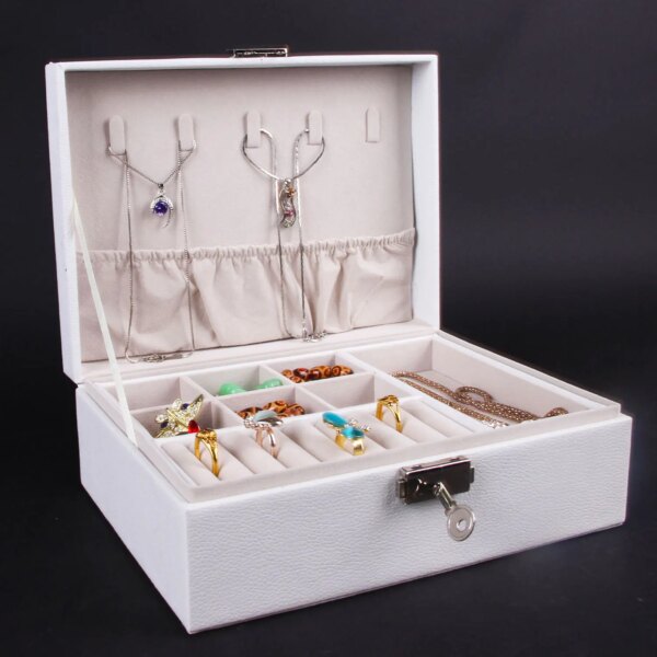 Wholesale Custom Logo Earring Ring Necklace Cases With Lock Jewelry Box Organizer Jewelry Storage PU Leather Jewellery Boxes Wholesale Custom Logo Earring Ring Necklace Cases With Lock Jewelry Box Organizer Jewelry Storage PU Leather Jewellery Boxes