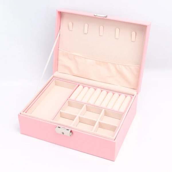 Wholesale Custom Logo Earring Ring Necklace Cases With Lock Jewelry Box Organizer Jewelry Storage PU Leather Jewellery Boxes Wholesale Custom Logo Earring Ring Necklace Cases With Lock Jewelry Box Organizer Jewelry Storage PU Leather Jewellery Boxes