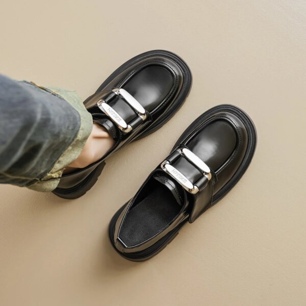 Women's Elegant Ballet Fashion Platform Loafers Retro Small Leather Shoes with Light Chunky Heels Preppy Slip-On for Summer Women's Elegant Ballet Fashion Platform Loafers Retro Small Leather Shoes with Light Chunky Heels Preppy Slip-On for Summer