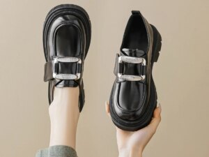 Women's Elegant Ballet Fashion Platform Loafers Retro Small Leather Shoes with Light Chunky Heels Preppy Slip-On for Summer Women's Elegant Ballet Fashion Platform Loafers Retro Small Leather Shoes with Light Chunky Heels Preppy Slip-On for Summer