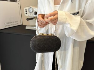 Women's Round Ball Evening Bag for Evening Metal Top Handle Handbag Ladies Chain Party Bag Crossbody Chain Mini Clutch Purse