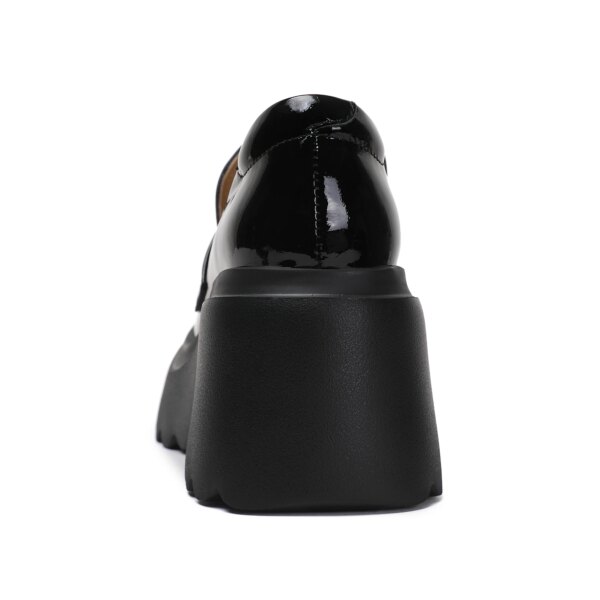 Women's Sporty Round-Toe Slim Stiletto Work Shoes Slip-On Sparkly Rhinestone-Accented Loafers Crystal Buckle Genuine Leather