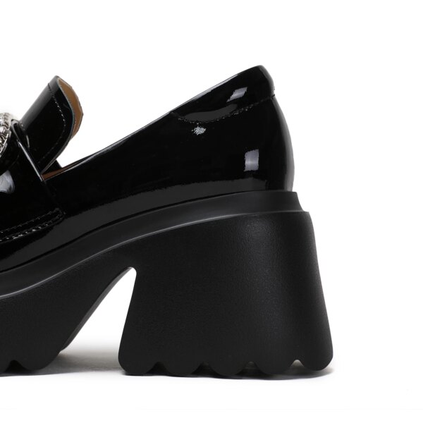 Women's Sporty Round-Toe Slim Stiletto Work Shoes Slip-On Sparkly Rhinestone-Accented Loafers Crystal Buckle Genuine Leather Women's Sporty Round-Toe Slim Stiletto Work Shoes Slip-On Sparkly Rhinestone-Accented Loafers Crystal Buckle Genuine Leather