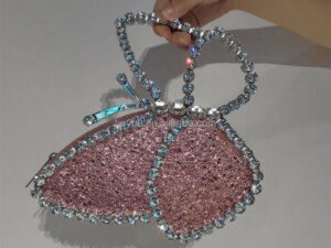 Gamma Phi Delta Pink & Blue Butterfly Bag Ladies Bride Basket Hand Phone Hold Women Girl Used Bags for Party