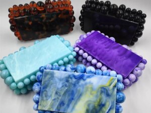 IDOIT Acrylic Clutch Purse for Women with Marbling Evening Handbag Square Box Crossbody Bag with Glitter Beads IDOIT Acrylic Clutch Purse for Women with Marbling Evening Handbag Square Box Crossbody Bag with Glitter Beads