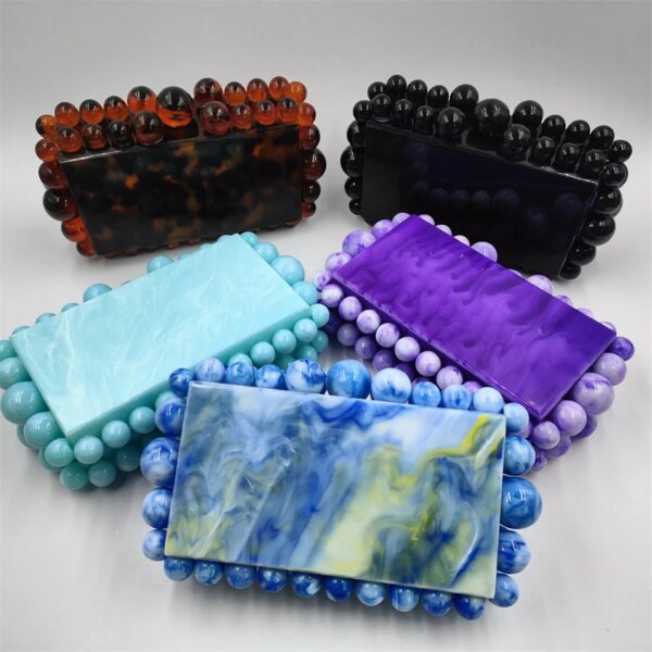 IDOIT Acrylic Clutch Purse for Women with Marbling Evening Handbag Square Box Crossbody Bag with Glitter Beads IDOIT Acrylic Clutch Purse for Women with Marbling Evening Handbag Square Box Crossbody Bag with Glitter Beads